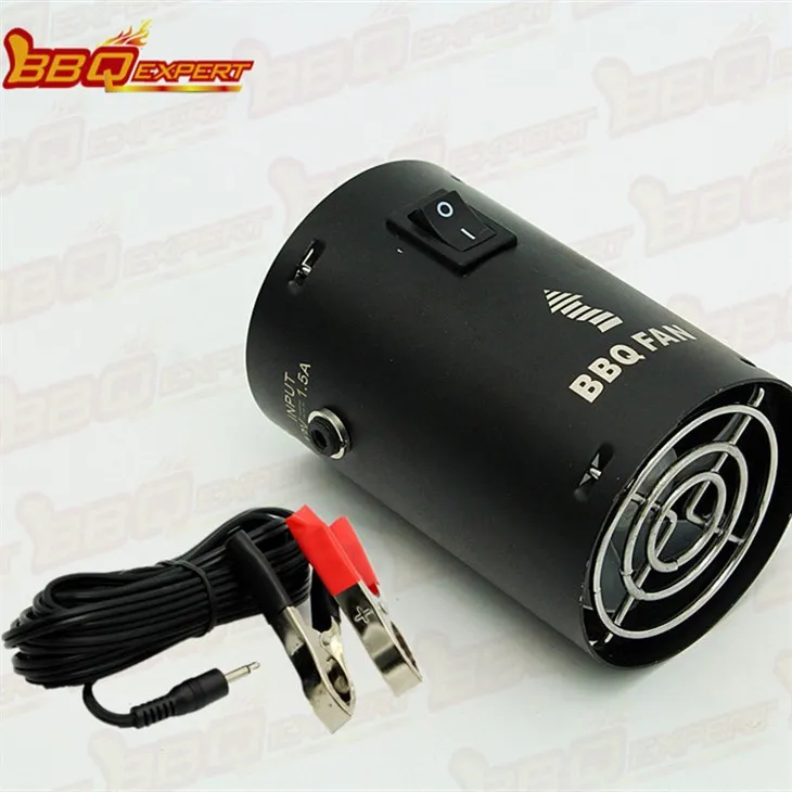 Elegant Round Charcoal Fire Starter พัดลม BBQ Grill Blower 12V เครื่องเป่าลมควันพร้อมคลิปจระเข้ FD315A(R)